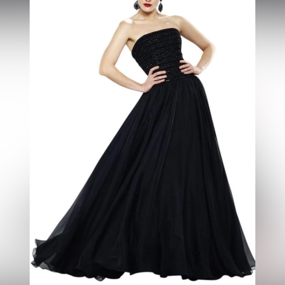 Theia Dress Shine through the night size‎ 2 chiffon sequins prom straps pockets